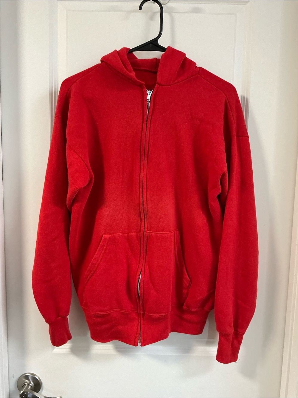 Vintage 1980s/1990s Pannill Red Full-Zip Hooded Sweatershirt Made in USA Large